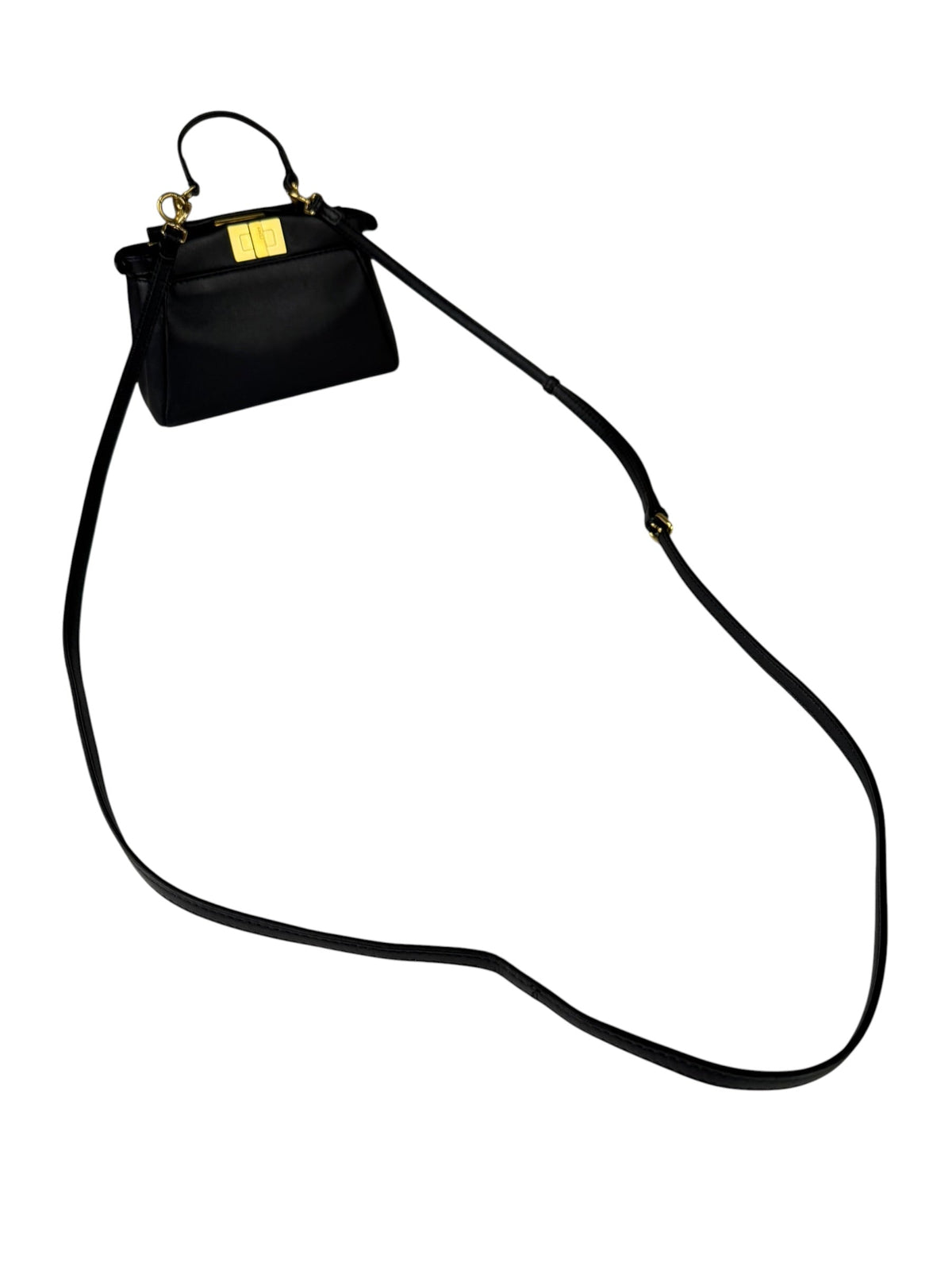 Fendi Black Leather Nano Peekaboo Two-Way Bag