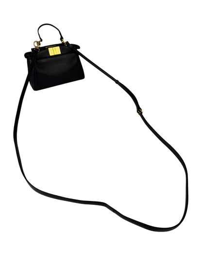 Fendi Black Leather Nano Peekaboo Two-Way Bag