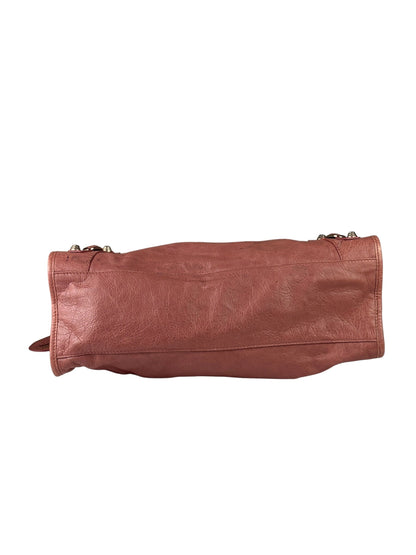 Balenciaga Muted Pink Leather Moto Classic City Bag
