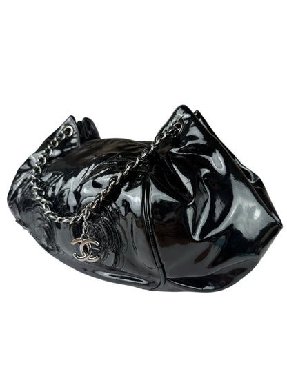Chanel Black Patent Leather Camellia Petals Shoulder Bag 2010