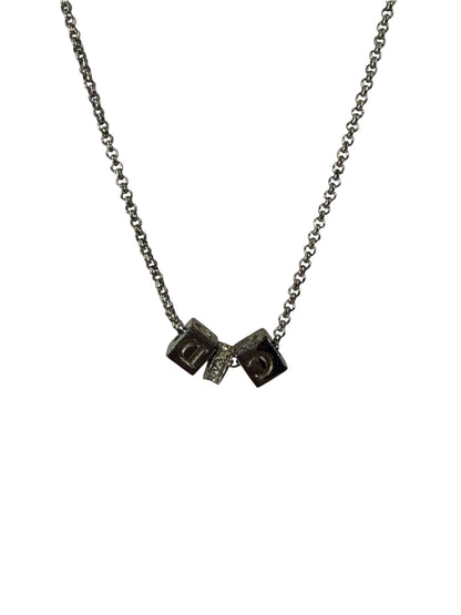 Christian Dior Silver Cubic C&D Charms Necklace