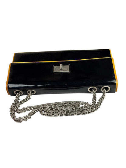 Chanel Black Patent Orange Trim 2.55 Flap 2009