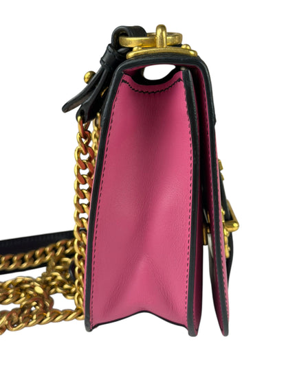 Prada Pink/Black Saffiano Leather Trim Small Cahier Crossbody Bag