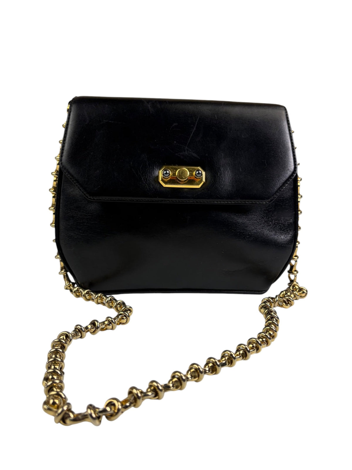 Gucci Black Leather Flap Crossbody Bag