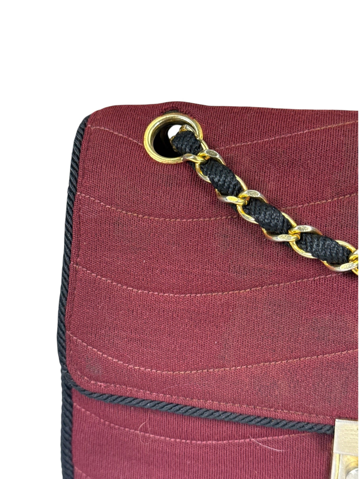 Chanel Vintage Burgundy Cotton Pairs-Seoul Pagoda Flap Bag