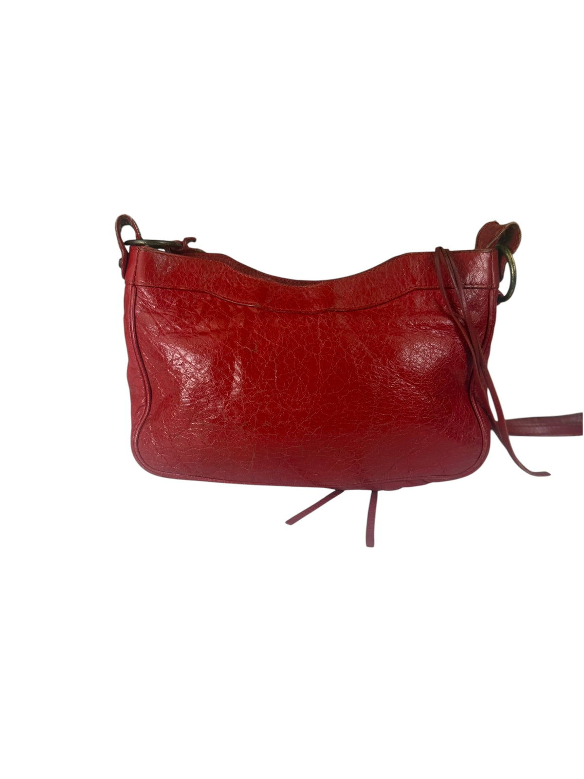 Balenciaga Red Lambskin Hip Moto Crossbody