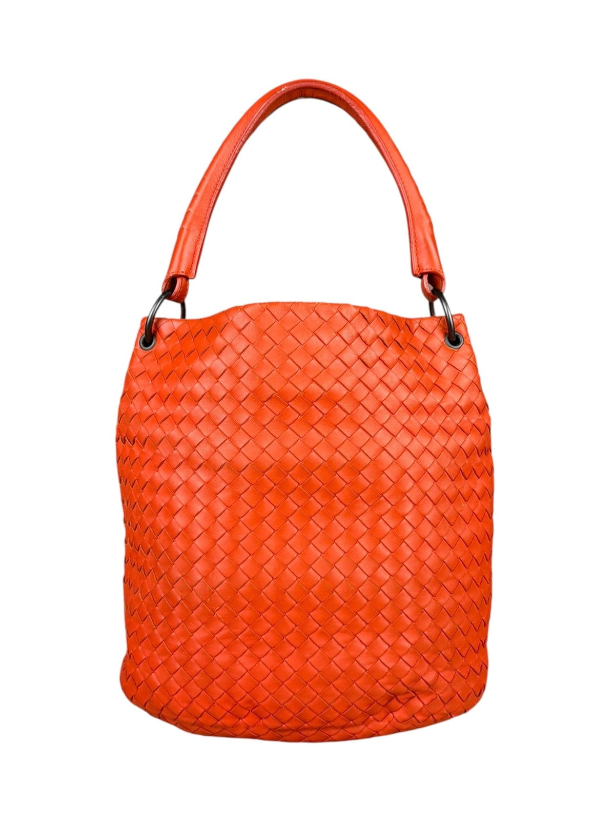 Bottega Veneta Sunset Orange Intrecciato Leather Hobo Tote