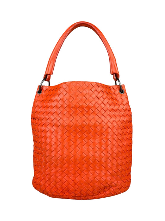 Bottega Veneta Sunset Orange Intrecciato Leather Hobo Tote