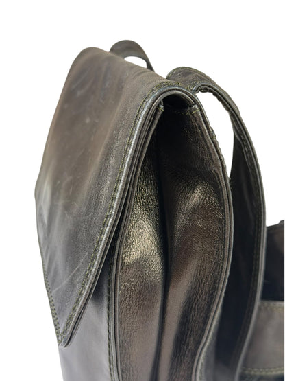 Chanel Vintage Metallic Bronze Lambskin Logo Messenger Bag 1997