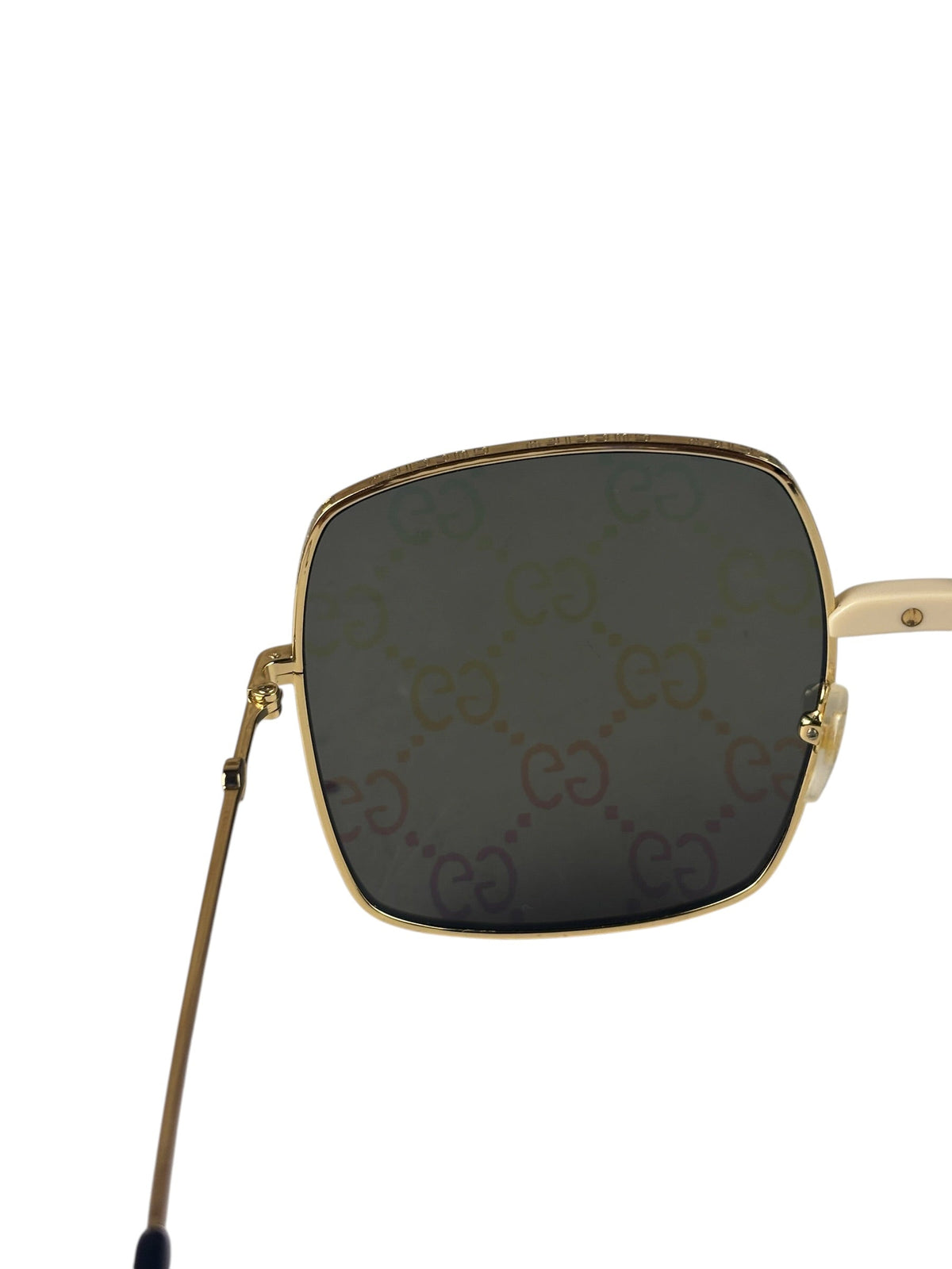 Gucci GG0414S Square Metal Frame Mirrored Lenses Sunglasses