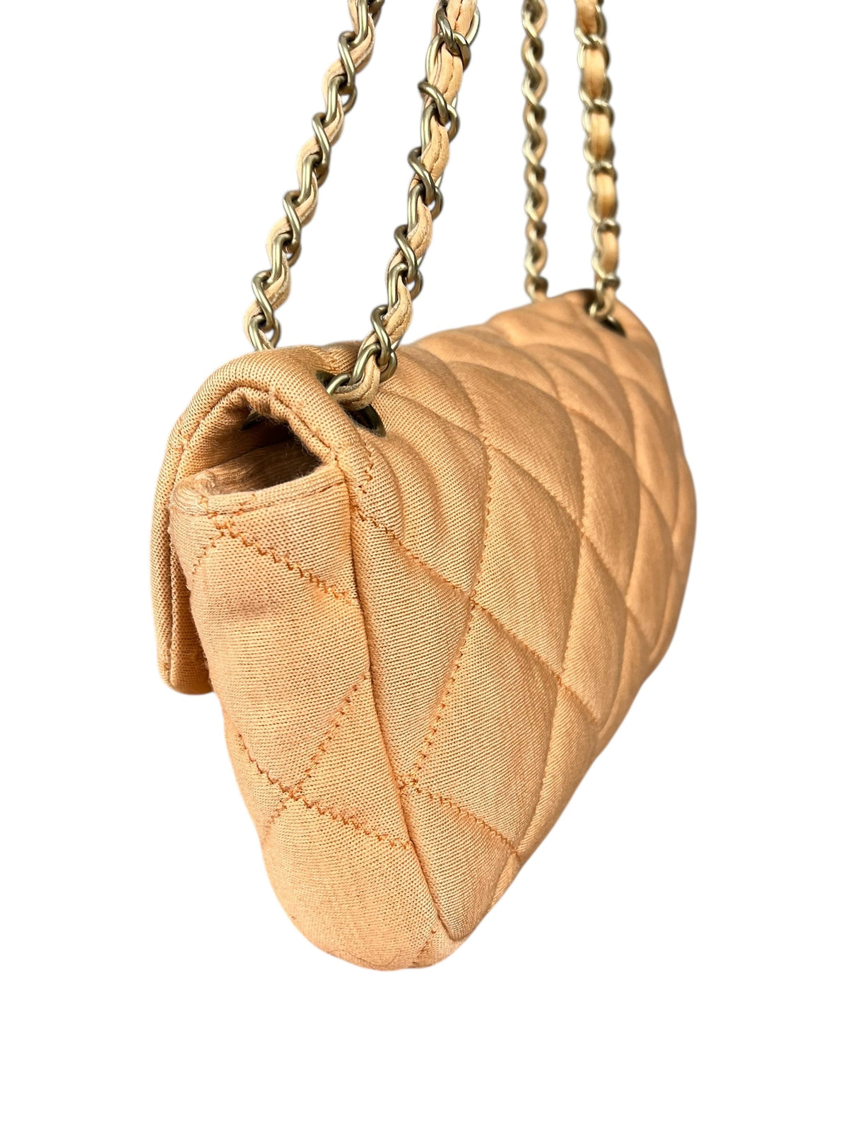 Chanel CC Peach Jersey Quilted Flap Bag