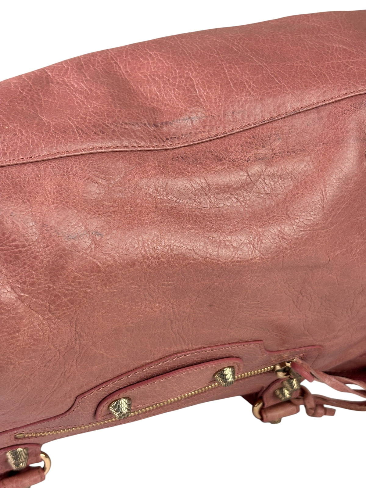 Balenciaga Muted Pink Leather Moto Classic City Bag