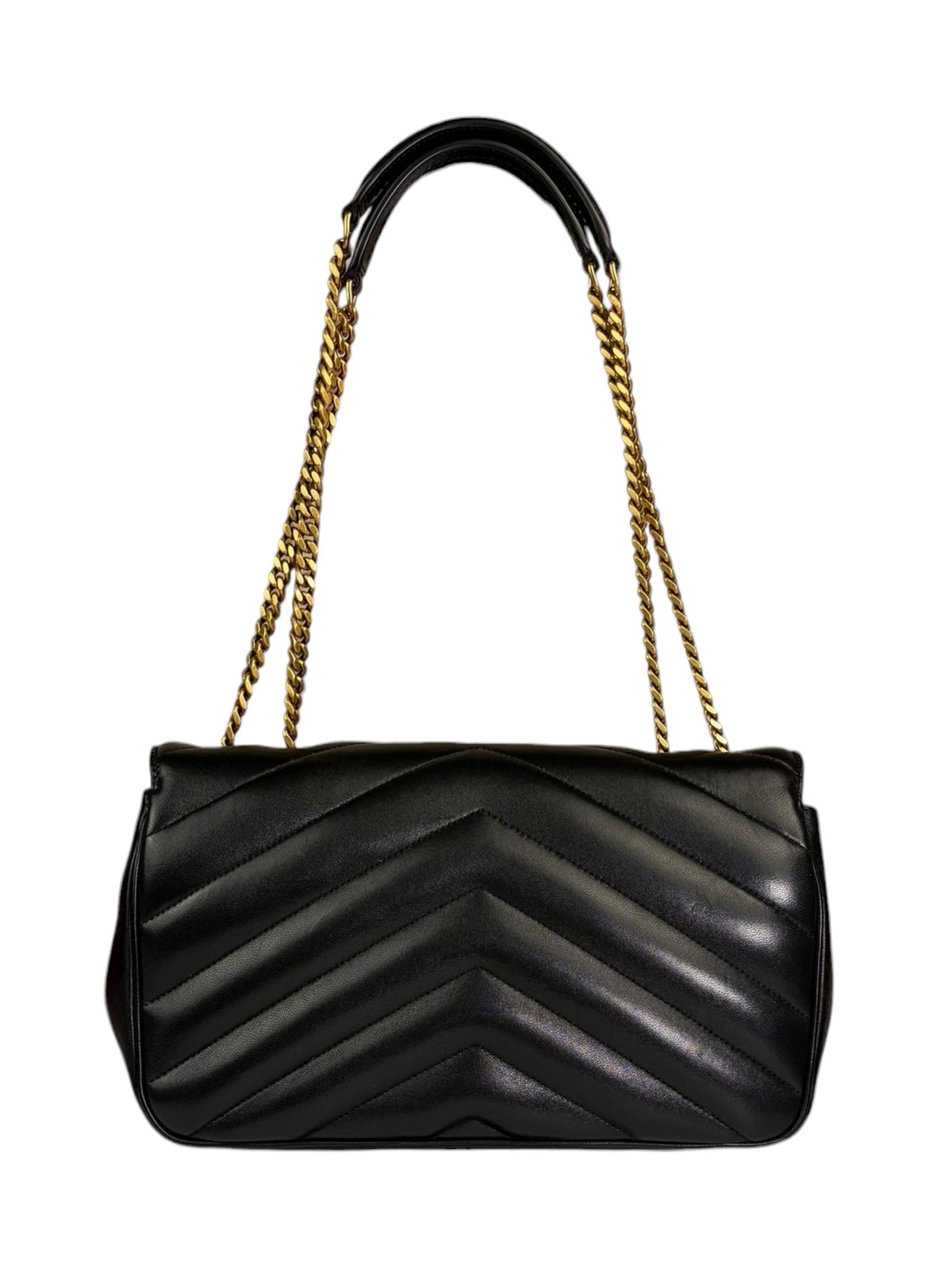 YSL Black Lambskin Matelasse Medium Loulou Shoulder Bag