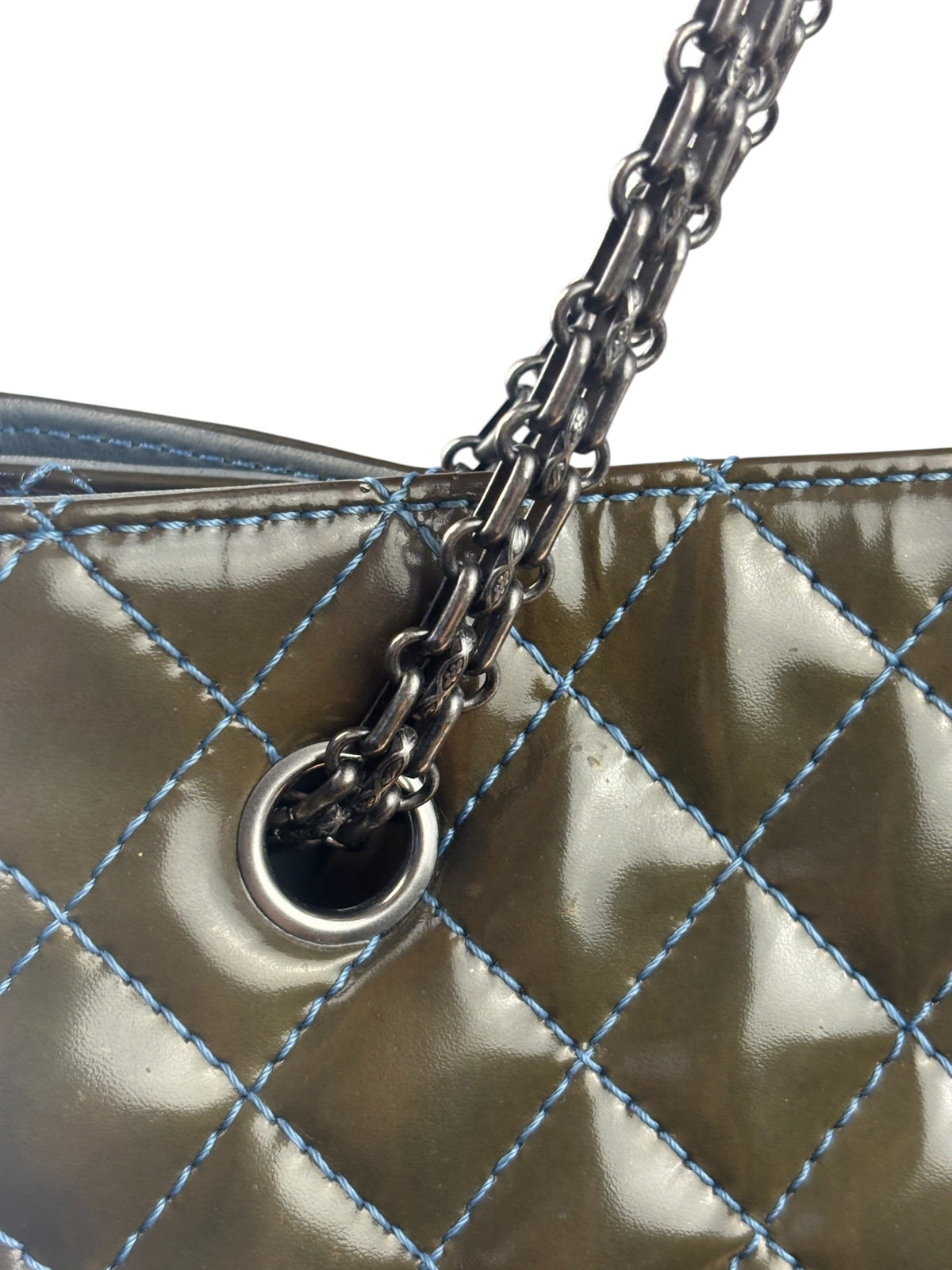 Chanel Green Quilted Patent Leather Reissue XL Tote 2011