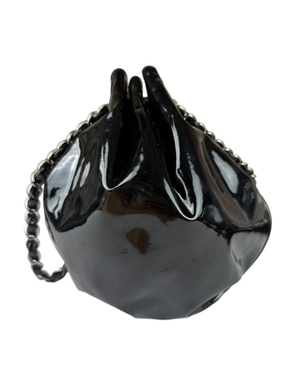 Chanel Black Patent Leather Camellia Petals Shoulder Bag 2010