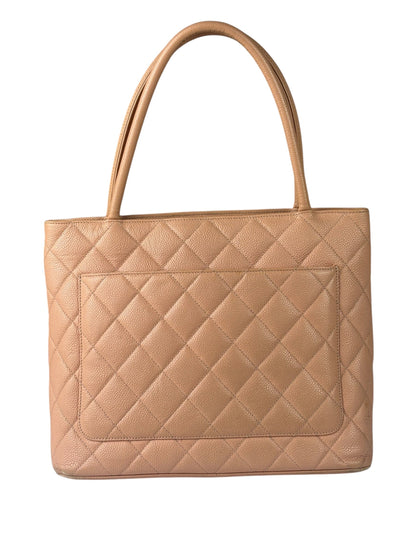 Chanel Vintage Light Pink Caviar Leather Medallion Tote Bag 2000s