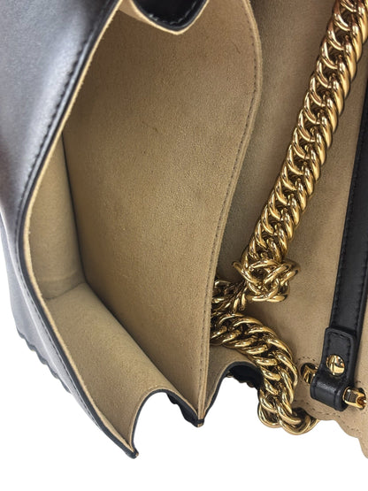 Fendi Black Leather Kan I Scallop Edge Flap Bag