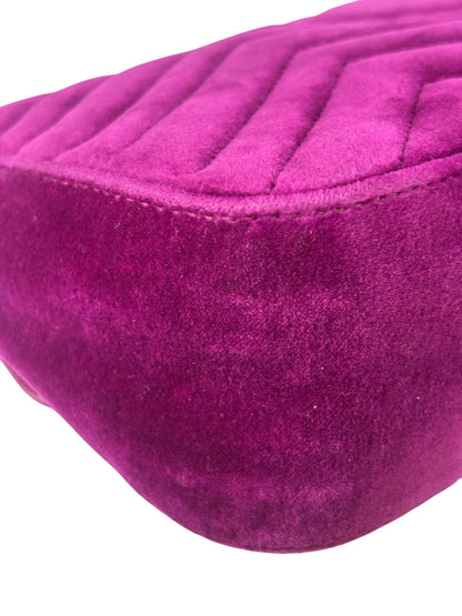 Gucci Magenta Velvet Marmont Matelasse Shoulder Bag