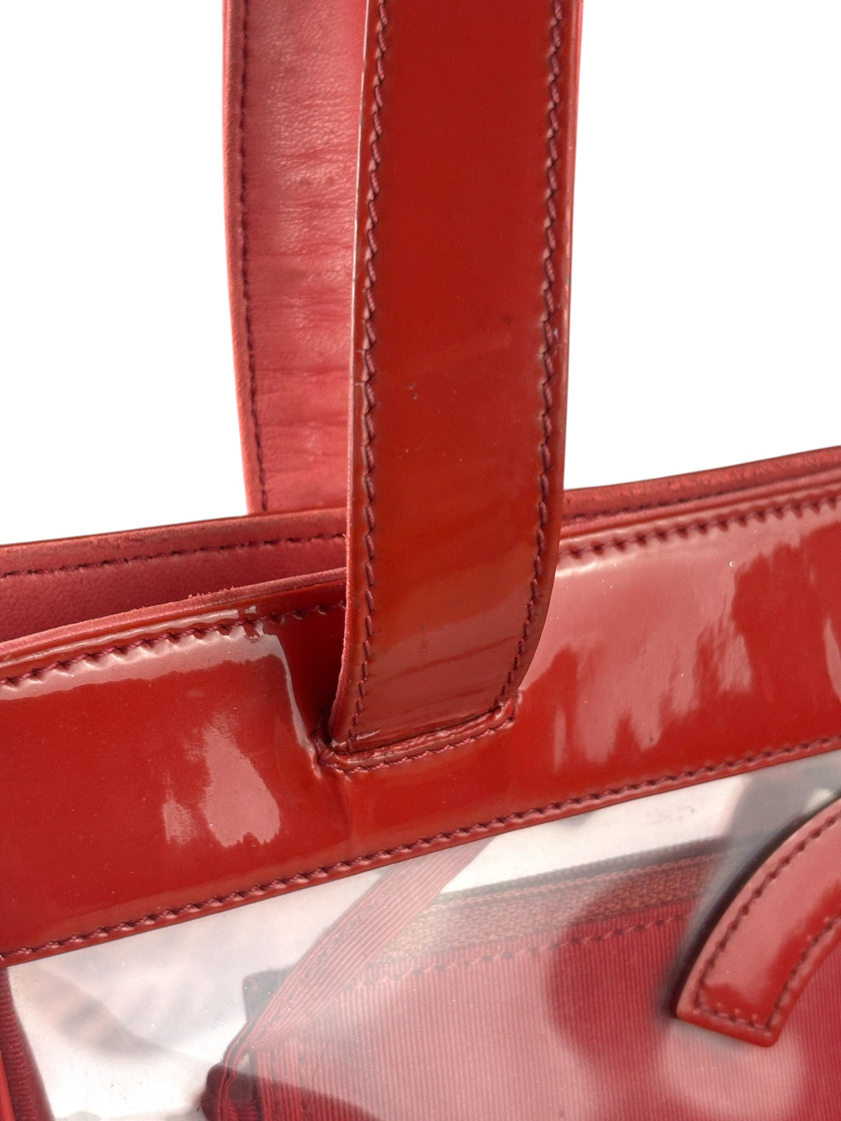 Chanel Red Triple C PVC Tote Bag w/ Pouch 2004