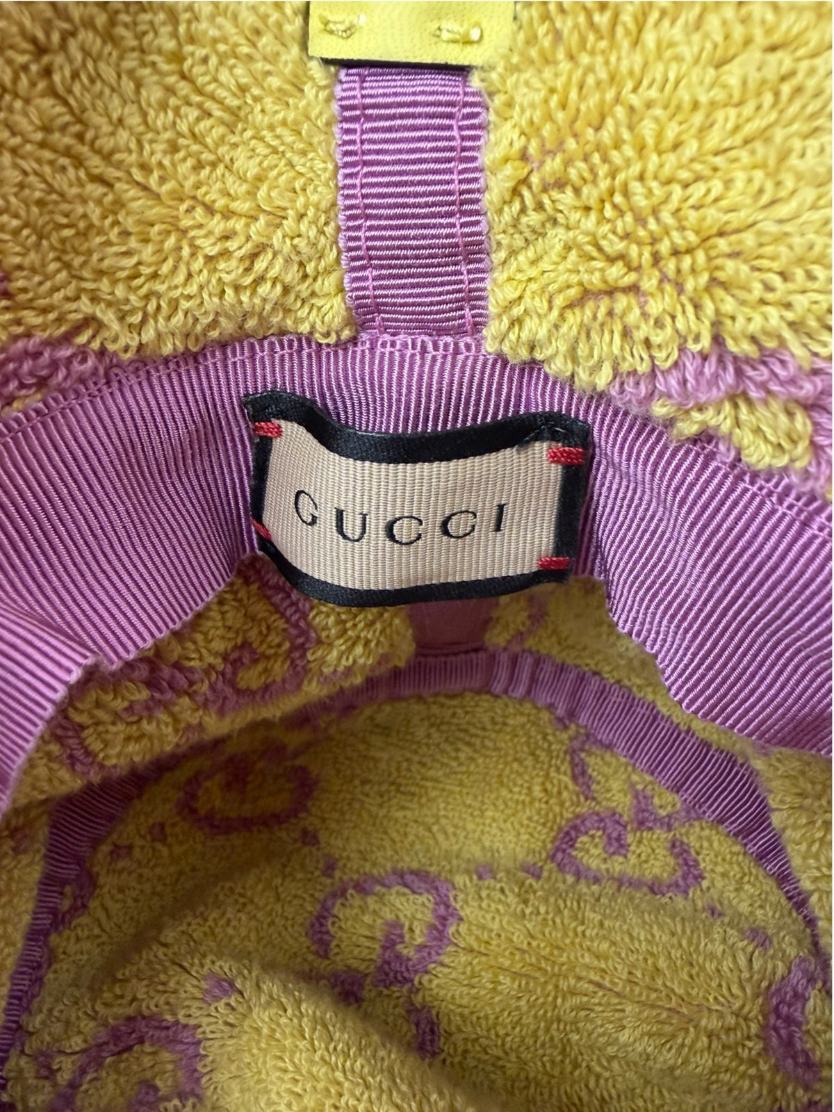Gucci Pink/Yellow GG  Small Terry Bucket Hat