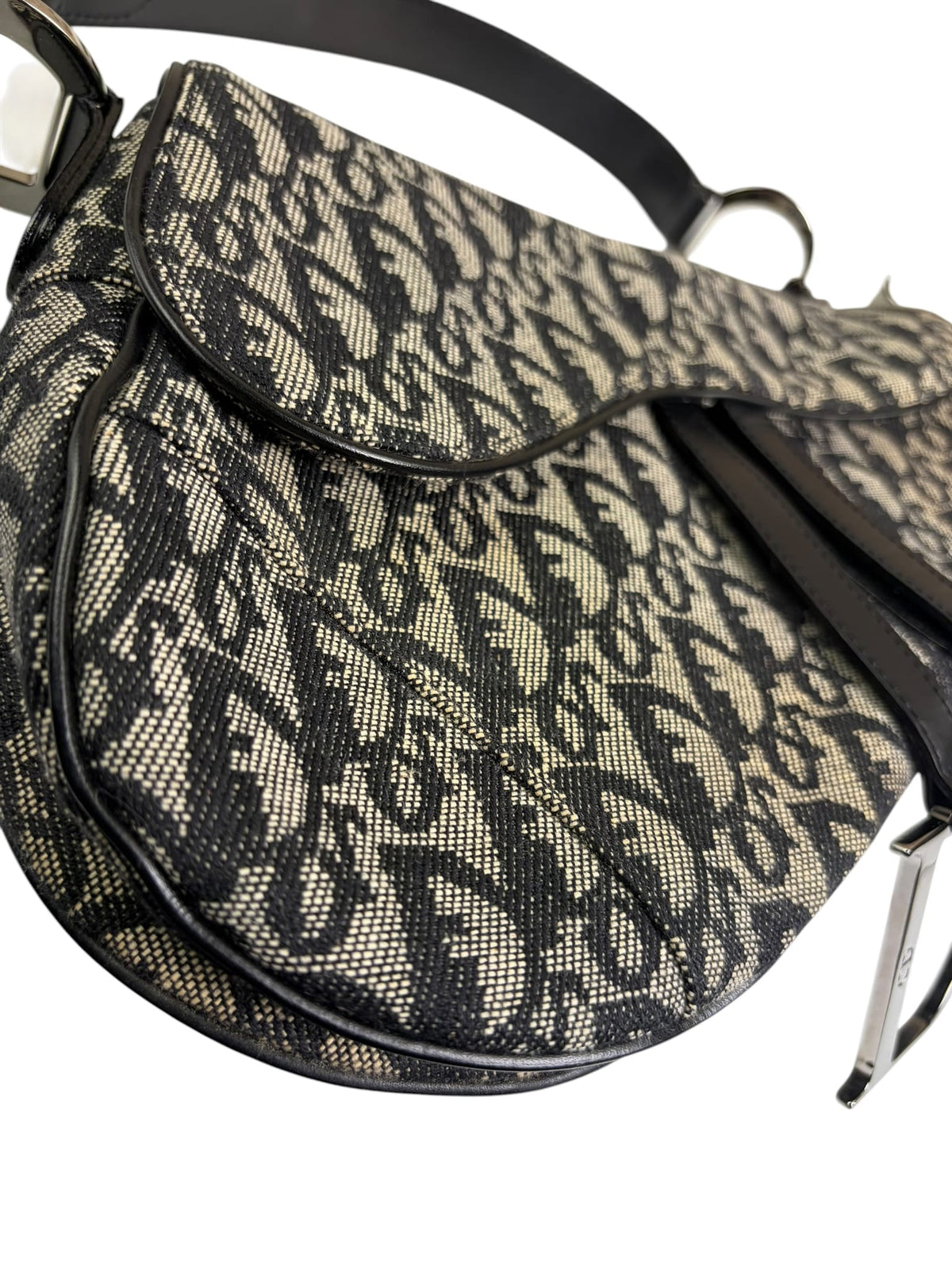 Christian Dior Black Trotter Medium Saddle Shoulder Bag