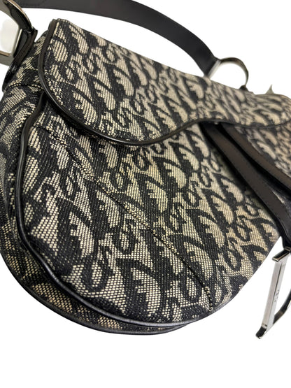 Christian Dior Black Trotter Medium Saddle Shoulder Bag
