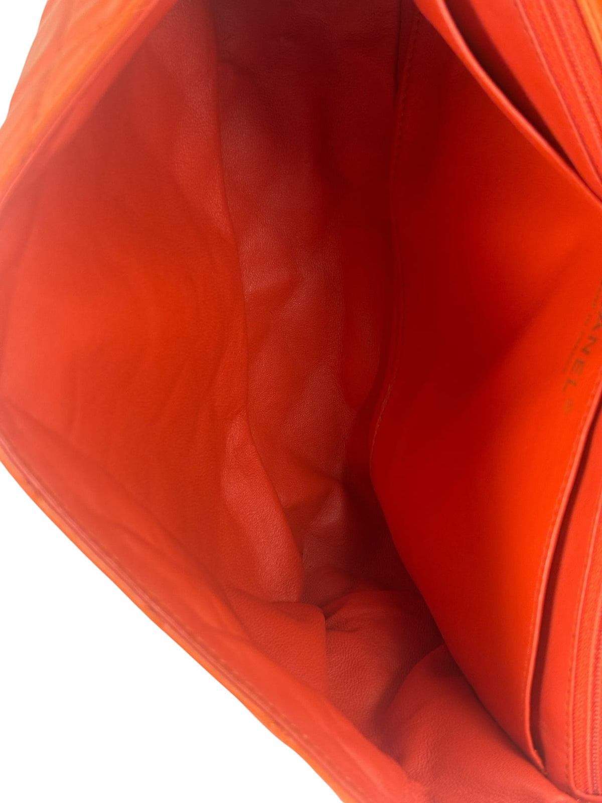Chanel Orange Quilted Lambskin Flap Bag 2008