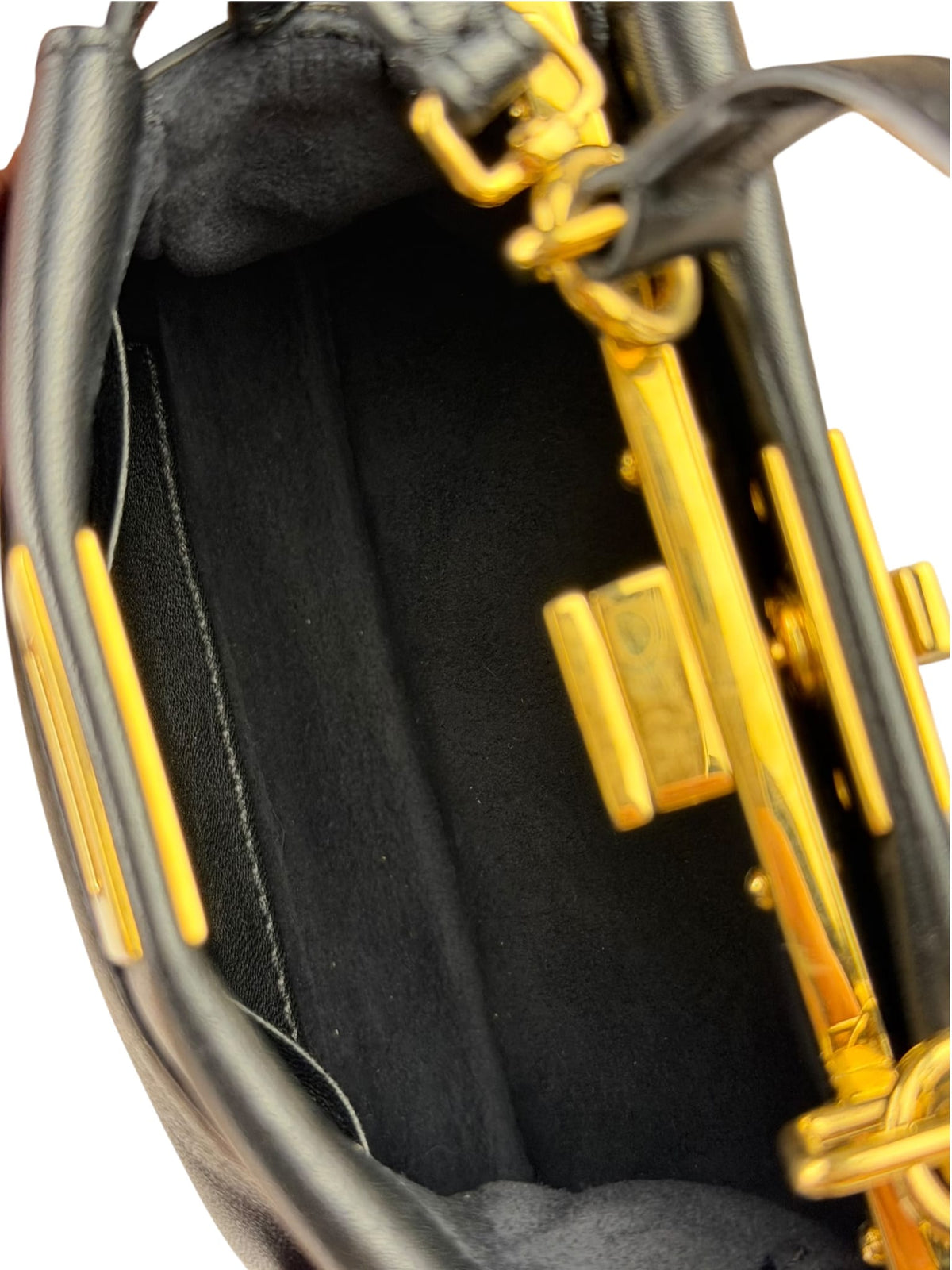 Fendi Black Leather Nano Peekaboo Two-Way Bag