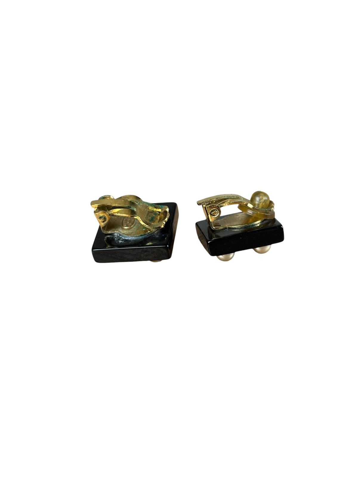 Chanel Black Resin FauxPearl Clip-On Earings