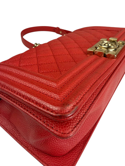 Chanel Red Quilted Caviar Boy Flap Bag 2019