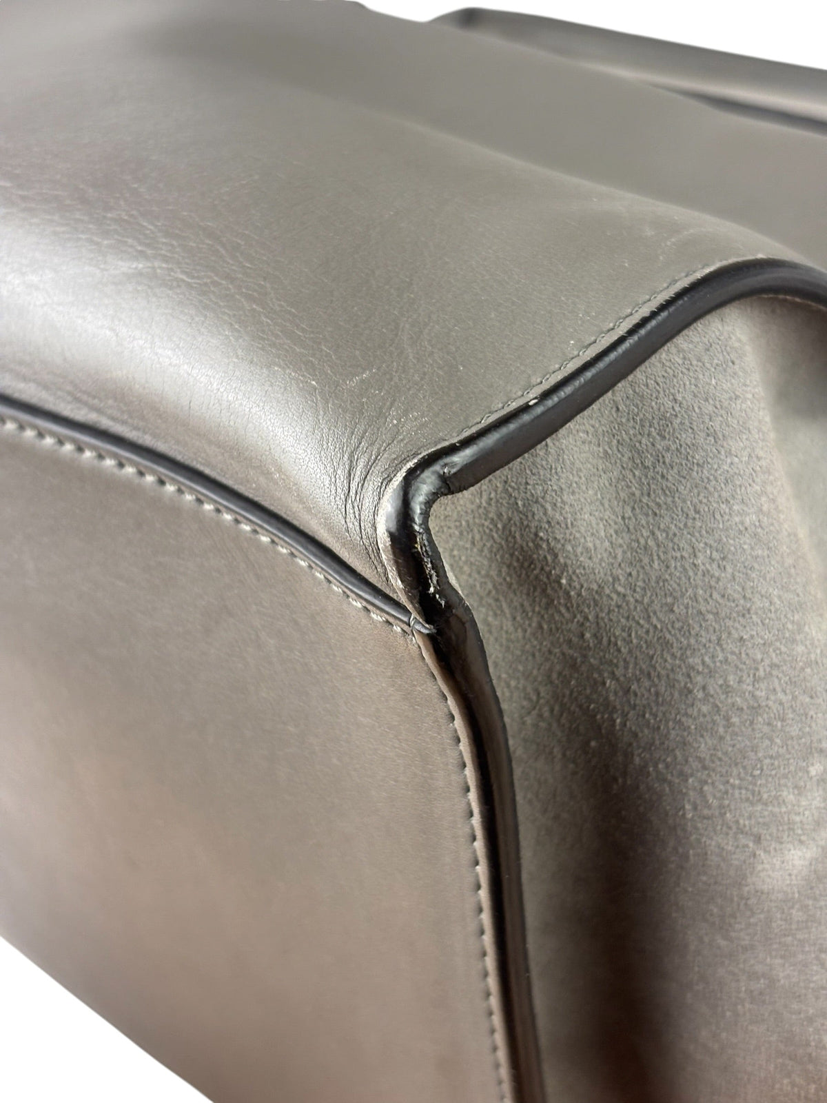 Celine Grey Suede/Leather Crocodile Embossed Trapeze Two-Way Bag