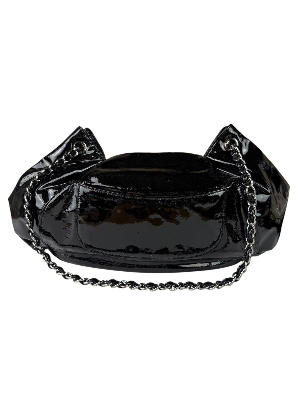 Chanel Black Patent Leather Camellia Petals Shoulder Bag 2010