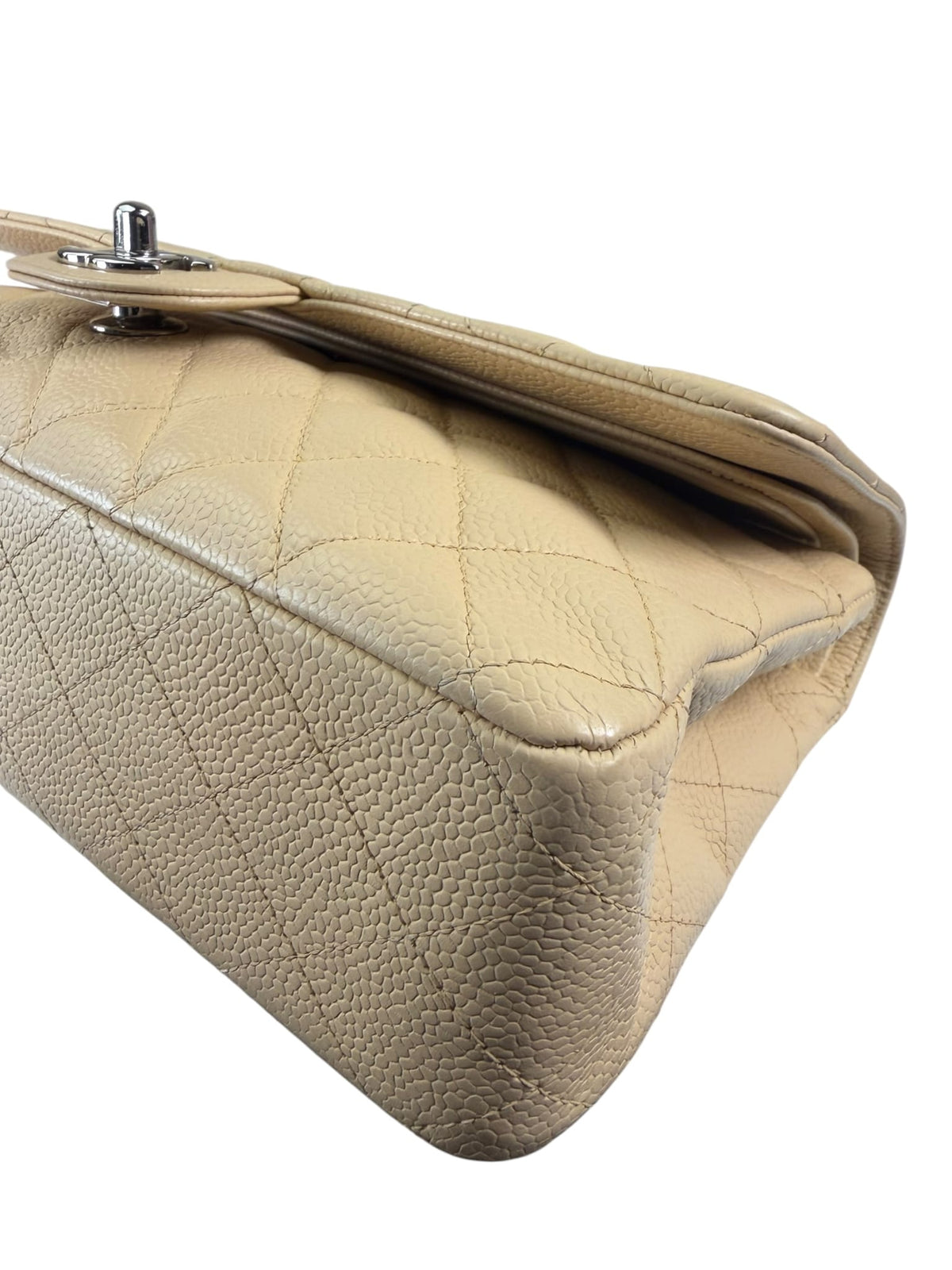 Chanel Beige Quilted Caviar Double Flap 2009