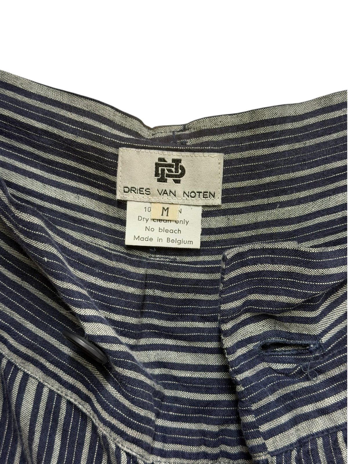 Dries Van Noten Striped Linen Shorts Navy