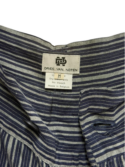 Dries Van Noten Striped Linen Shorts Navy