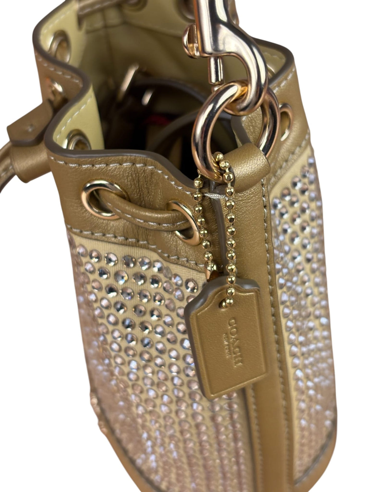 Coach Yellow Gold Mini Bucket Crystal Two-Way Bag