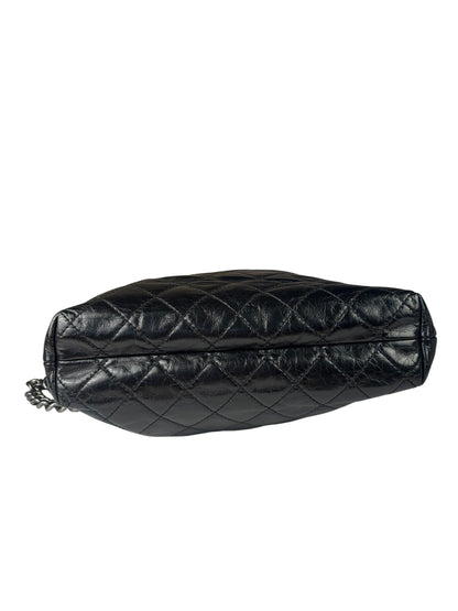 Chanel Black Quilted Lambskin Tabatiere Fold-Over Shoulder Bag 2014