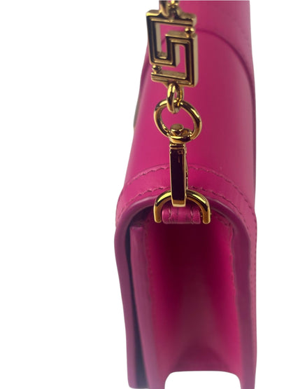 Versace Pink Leather Greca Goddess Flap Wallet-On-Chain