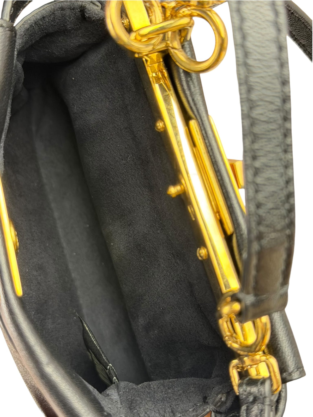 Fendi Black Leather Nano Peekaboo Two-Way Bag