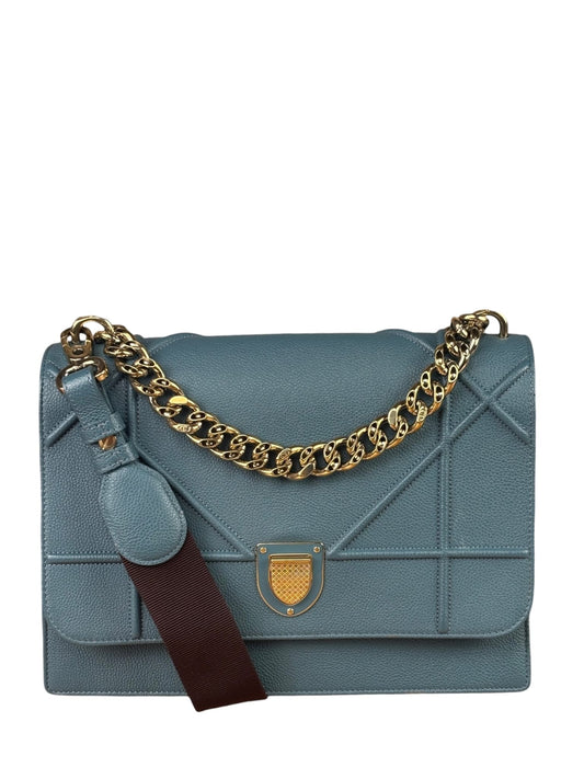 Christian Dior Blue Cowhide Diorama Two-Way Bag