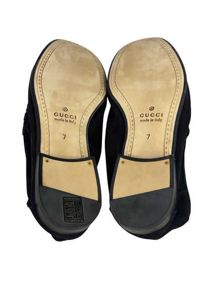 Gucci Black Suede Horsebit Loafers