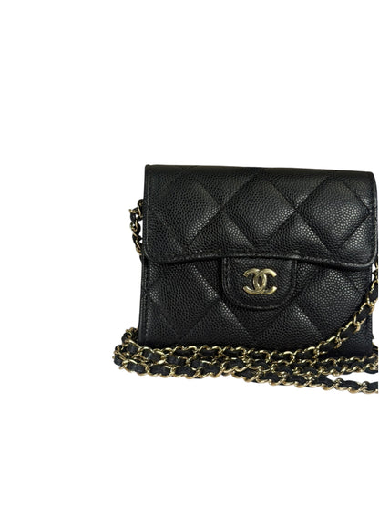 Chanel Black Caviar Quilted Card Holder 2019