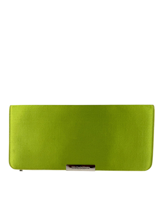 Dolce & Gabbana Lime Green Satin Clutch