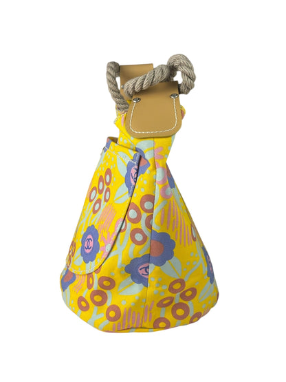 Chanel Canvas CC Floral Camellia Rope Bucket Shoulder Bag 2003