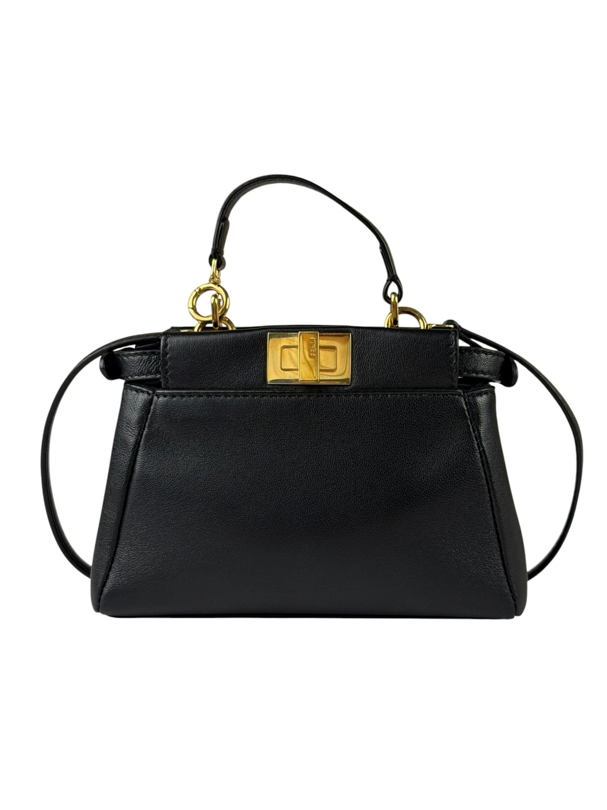 Fendi Black Leather Nano Peekaboo Two-Way Bag