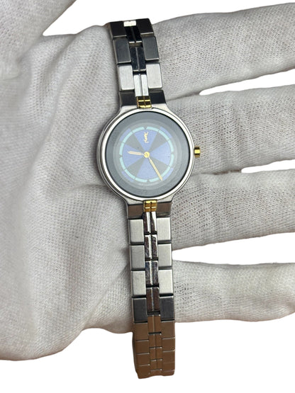 YSL Blue Circle Dial Stainless Band