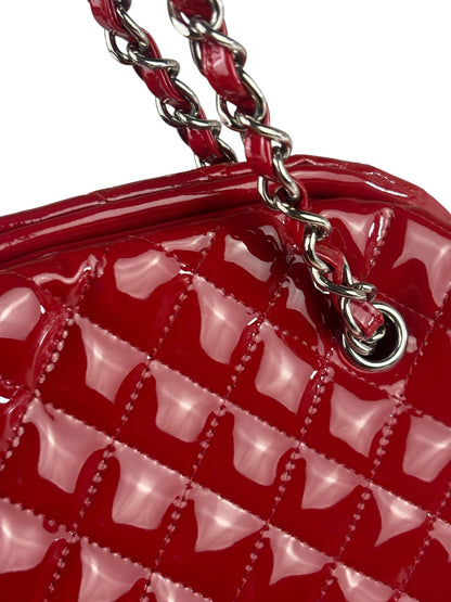 Chanel Red Patent Quilted Leather Large Just Mademoiselle Bowling Bag