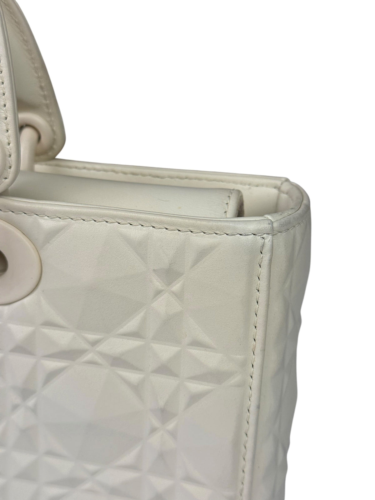 Christian Dior White Lady D-Joy Geometric 2Way Handbag