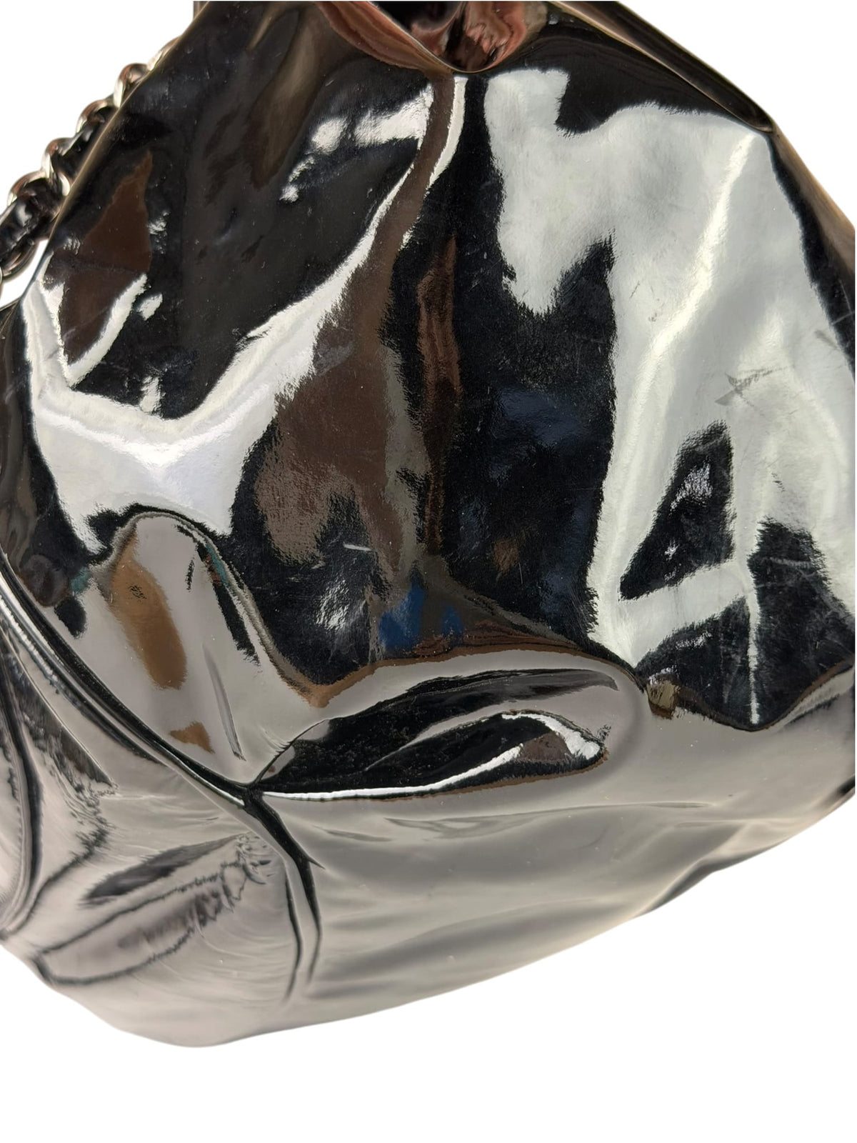 Chanel Black Patent Leather Camellia Petals Shoulder Bag 2010