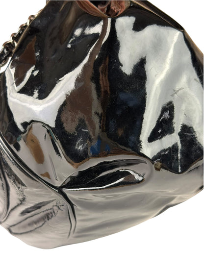 Chanel Black Patent Leather Camellia Petals Shoulder Bag 2010
